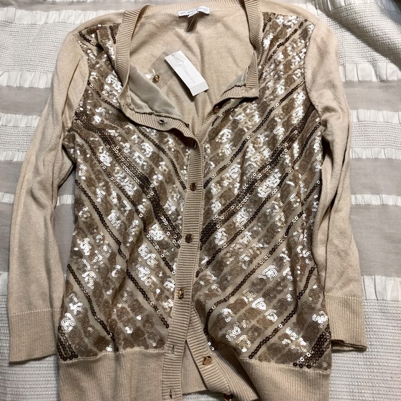 New York & Co Gold sequined cardigan - Picture 1 of 4